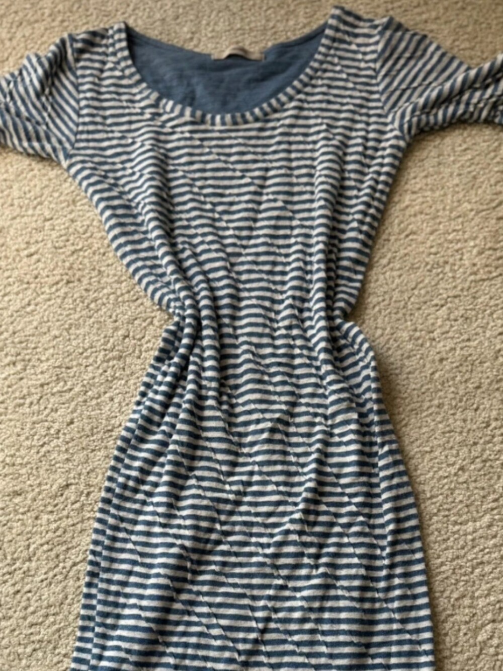 HUMANOID Striped Quilted Knit Midi Dress Made In Italy Size S Linen Blend